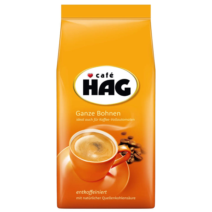 Café HAG Klassisch Mild Café Crema, 500G Ganze Kaffeebohnen Entkoffeiniert, Intensität 4/5, Für Den Professionellen Gebrauch