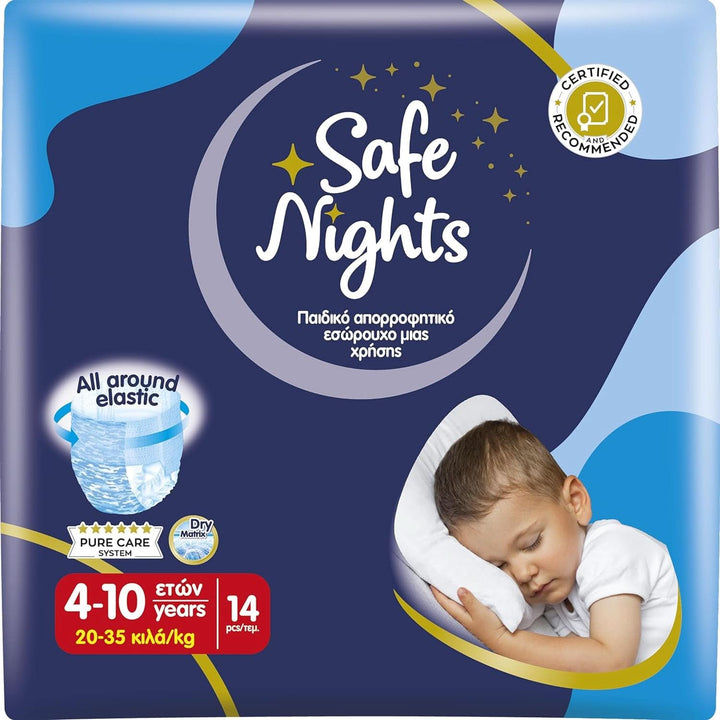 Safe Nights Boy, Höschen Für Die Nacht, Für Kinder Von 8-16 Jahren (30-50 Kg), 14 Stück