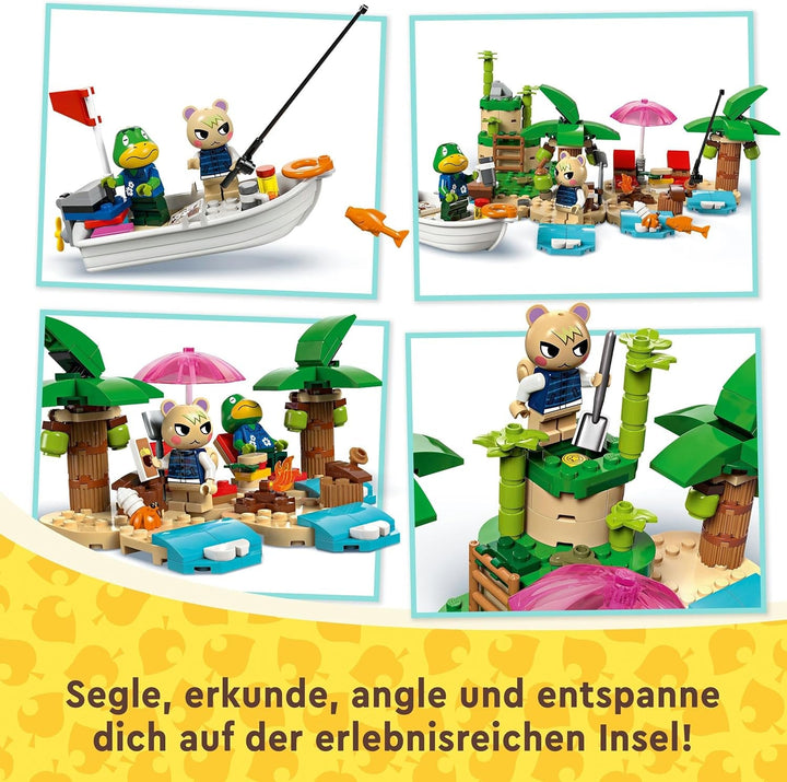 LEGO Animal Crossing Käptens Island Boat Tour, jucărie creativă pentru copii cu 2 minifigurine din seria de jocuri video, inclusiv Huschke, cadou pentru fete și băieți de la 6 ani 77048