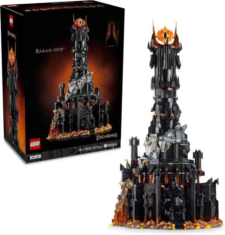 LEGO Icons Stăpânul Inelelor: Barad-Door, set de construcție pentru adulți cu minifigurinele Sauron, Gothmog, Orc, Frodo, Sam și Gollum, Memorabilia filmului, piesă de colecție pentru fani 10333