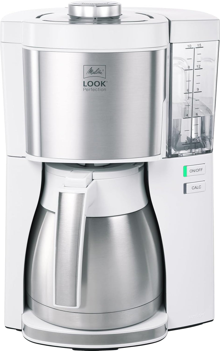 Melitta Look Perfection - Cafetieră cu rezervor de apă detașabil, filtru de cafea cu ulcior de sticlă și opritor de picurare, pentru până la 10 cești de cafea, negru