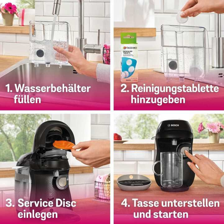 Bosch Tassimo Happy Friendly mașină de capsule TAS109E, Peste 70 de băuturi, Potrivit pentru toate ceștile, Oprire automată, Durabil, Perfect dozat, Economisitor de spațiu, 1400 W, Negru/bej
