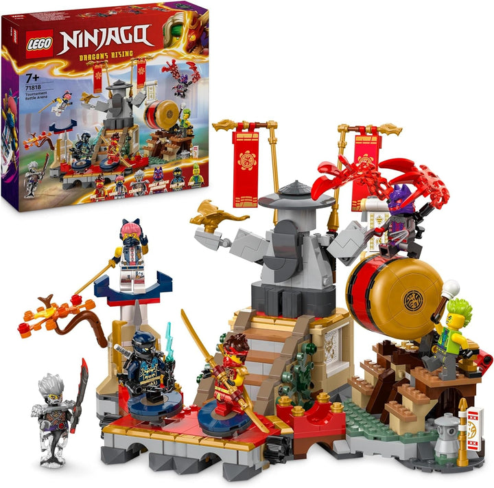 Jucărie LEGO NINJAGO Tournament Arena Adventure pentru copii, set de joacă Ninja cu 6 minifigurine, set de construcție de colecție, cadou de ziua de naștere pentru băieți și fete de la 7 ani 71818