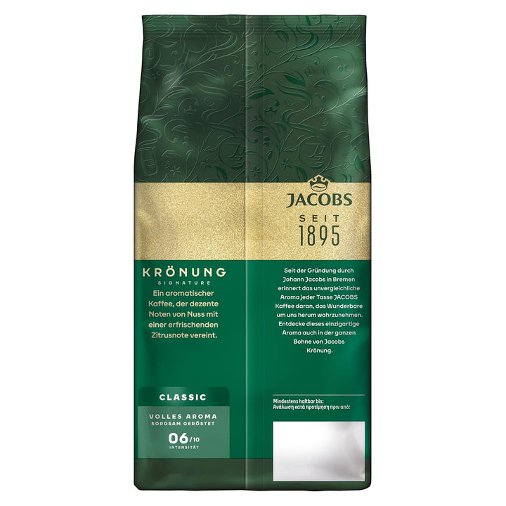 Jacobs Krönung Aroma Bohnen Classic 500G – Volles Aroma, Nussig, Zitrusnote, Arabica & Robusta Bohnen, Intensität 6/10, Ideal Für Klassischen Kaffee