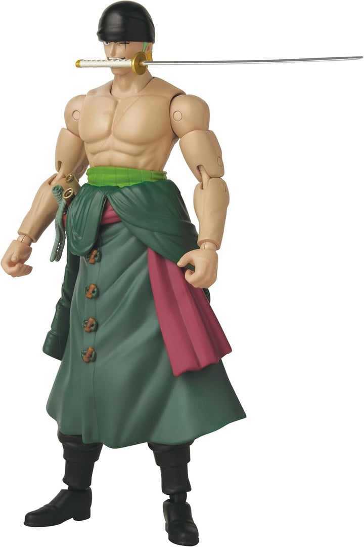 Bandai - Anime Heroes - One Piece Figure - Lorenor Zorro 17 Cm Three Sword Style - Licența oficială One Piece - Movable Manga Figure Zorro 3 Swords - Toy For Children From 4 Years - 37052