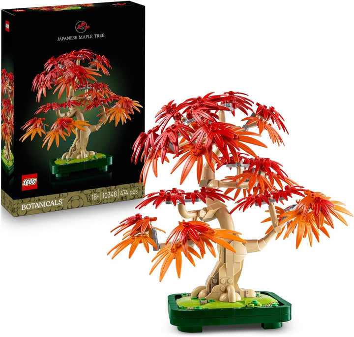 LEGO Botanicals Arțar roșu japonez - Arbore Bonsai - Kit plantă artificială cu frunze roșii și portocalii, plus bol - Decor pentru casă - Idee cadou pentru adulți - 10348