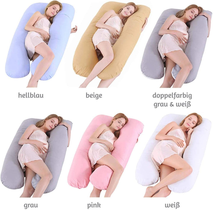 SMOOTHY XXL Schwangerschaftskissen Seitenschläferkissen, Lagerungskissen, Baby-Kissen & Stillkissen in U-Form Mit Abnehmbarem & Waschbarem Bezug Aus 100% Baumwolle (Classic XXL, 150 X 80 Cm, Pink)