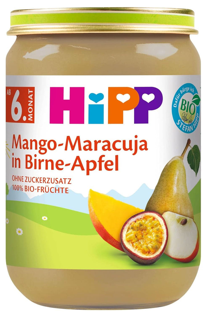 Hipp For Little Gourmets, Nectarine în mere și mango, fără zahăr adăugat, 6 X 190 grame