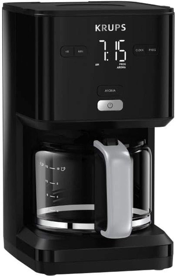 Cafetieră Krups Smart'N Light cu cronometru, pentru 1,25 litri de cafea cu filtru, funcție de menținere la cald, oprire automată, negru, KM600810