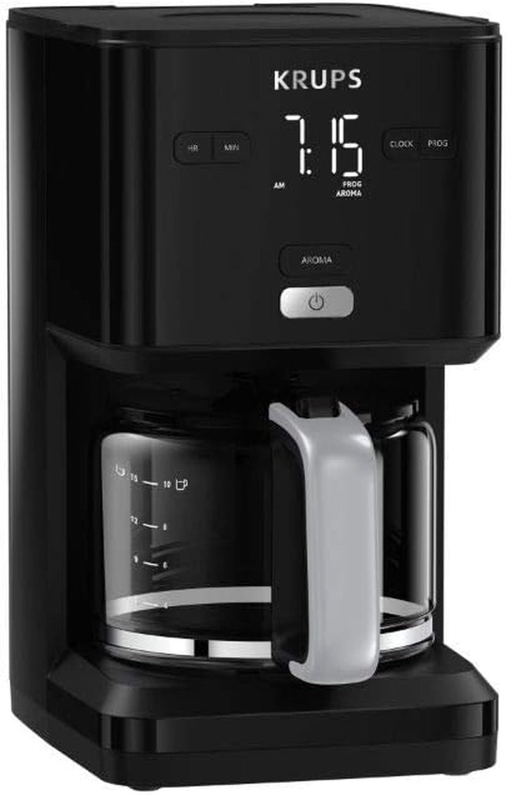 Cafetieră Krups Smart'N Light cu cronometru, pentru 1,25 litri de cafea cu filtru, funcție de menținere la cald, oprire automată, negru, KM600810