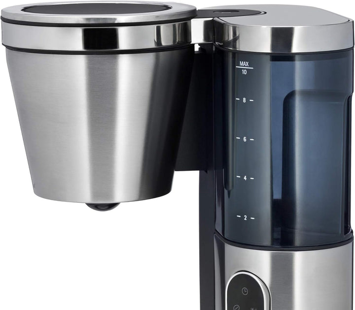 WMF Lumero filtru de cafea cu ulcior de sticlă, filtru de cafea, 10 cești, funcție de temporizare, placă de încălzire, filtru de cafea cu rezervor de apă detașabil, oprire automată, 1000 W