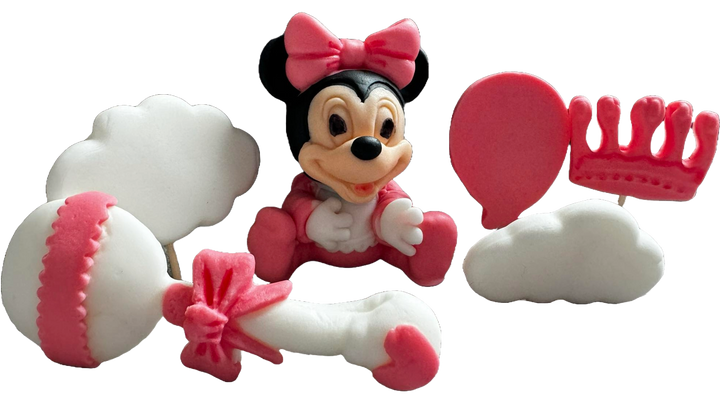 Set 6 decoratiuni comestibile din zahar, Minnie Mouse - Naty Shop 