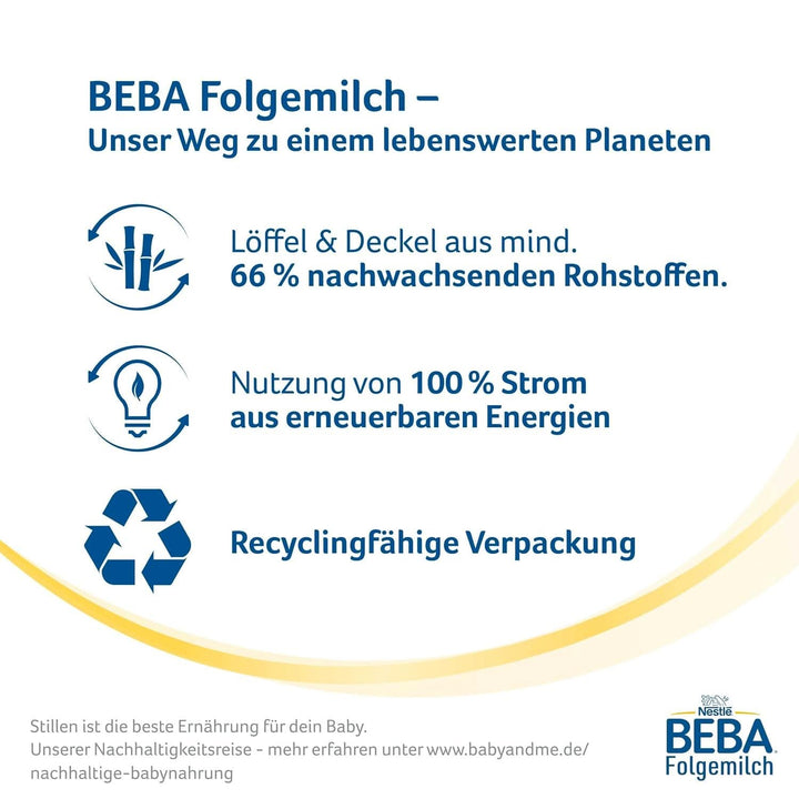 Nestle BEBA 2 Lapte praf de continuare după luna a 6-a, cu complex 5 HMO, numai lactoză, fără ulei de palmier, pachet de 3 (3 X 800G)