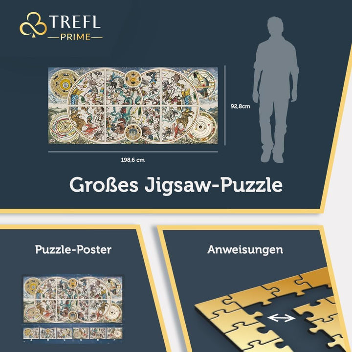 Trefl Prime - Puzzle UFT: Hărți celeste antice - 9000 de piese, puzzle mare cu o hartă celestă antică, cartonul cel mai gros, organic, EKO, divertisment pentru adulți și copii începând cu 12 ani