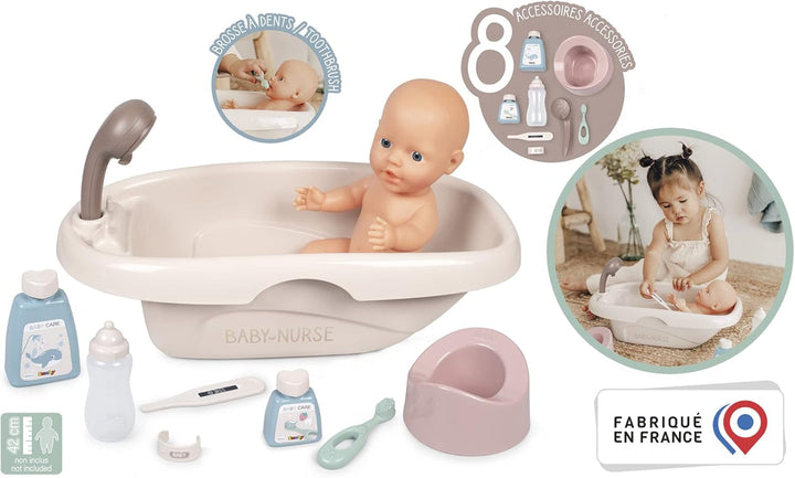 Smoby - Cadă pentru păpuși Baby Nurse - Cadă pentru păpuși cu biberon și o mulțime de accesorii, accesorii pentru păpuși până la 42 cm, pentru copii de la 3 ani, 220366