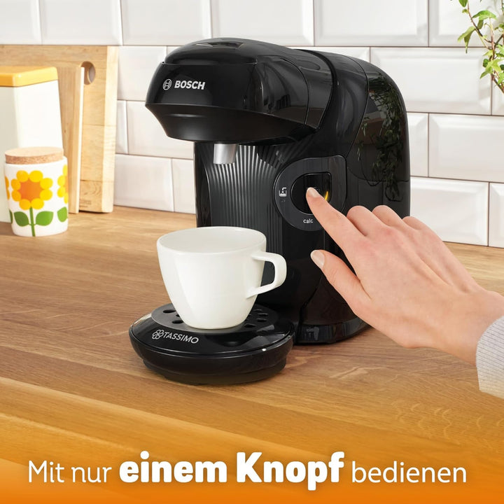 Mașină cu capsule Bosch Tassimo Style Friendly TAS112E, Peste 70 de băuturi, Potrivită pentru toate paharele, Complet automată, Durabilă, Economie de spațiu, 1400 W, Negru