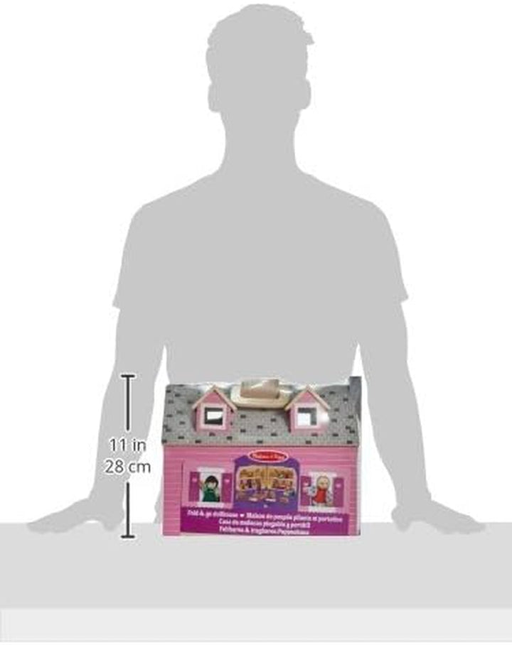 Casa de păpuși Melissa & Doug de pliat și luat cu tine | Casă de păpuși și păpuși | Playsets | 3+ | Cadou pentru băieți sau fete