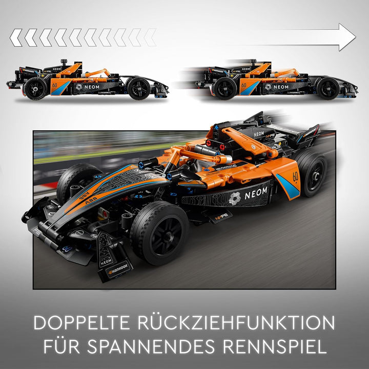 Mașină de curse LEGO Technic NEOM Mclaren Formula E, jucărie cu mașină de curse pentru copii de la 9 ani, băieți și fete, kit de mașină model, decor pentru camera copiilor, idee de cadou pentru ziua de naștere 42169