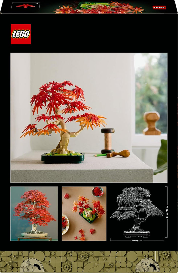LEGO Botanicals Arțar roșu japonez - Arbore Bonsai - Kit plantă artificială cu frunze roșii și portocalii, plus bol - Decor pentru casă - Idee cadou pentru adulți - 10348