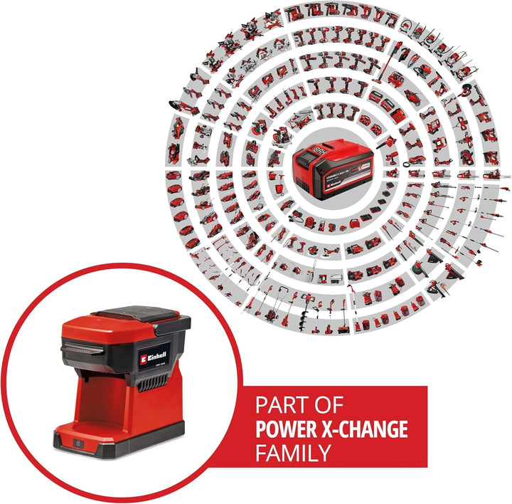 Cafetieră fără fir Einhell TE-CF 18 Li-Solo Power X-Change (18 V, Rezervor de apă 240 ml, Pentru cafea cu filtru și doze de cafea, Mâner de transport, Inclusiv ceașcă de cafea cu capac, Fără baterie)