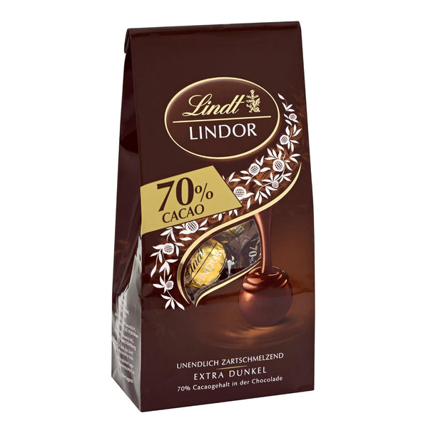 Lindt Schokolade LINDOR Kugeln 70% Kakao Extra Dunkel | 99 G Beutel | Feinherbe Schokolade Kugeln Mit Zartschmelzender Füllung | Pralinen-Geschenk | Schokoladen-Geschenk