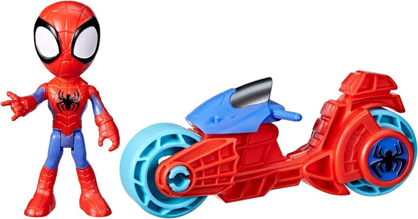 SPIDEY and HIS AMAZING FRIENDS Marvel Spidey figura cu motocicleta, jucărie pentru băieți și fete cu vârsta de 3 ani și peste