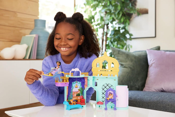 Mattel Disney Princess Toy, Jasmin's Stacking Castle Dollhouse Playset With Little Doll, 2 Friends And 7 Pieces, Inspired By The Disney Movie, Travel Toys And Gifts For Kids, HLW93