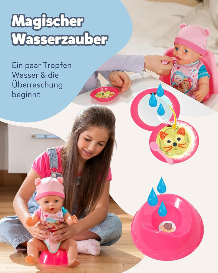 BABY Born Emma - Păpușă de 43 cm înălțime - 10 funcții Inclusiv accesorii și rochiță - Funcționează complet fără baterii - Potrivit pentru copii cu vârsta de 3 ani și peste