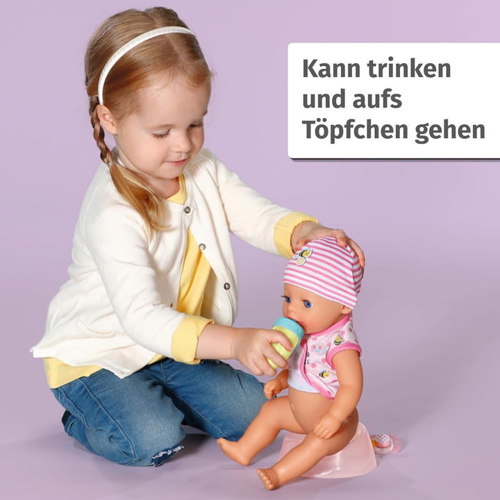 BABY Born Lena (Little Baby Girl) 36Cm, păpușă cu 7 funcții pentru copii de la 1 an, funcționează fără baterie, păpușă mare de 36 cm