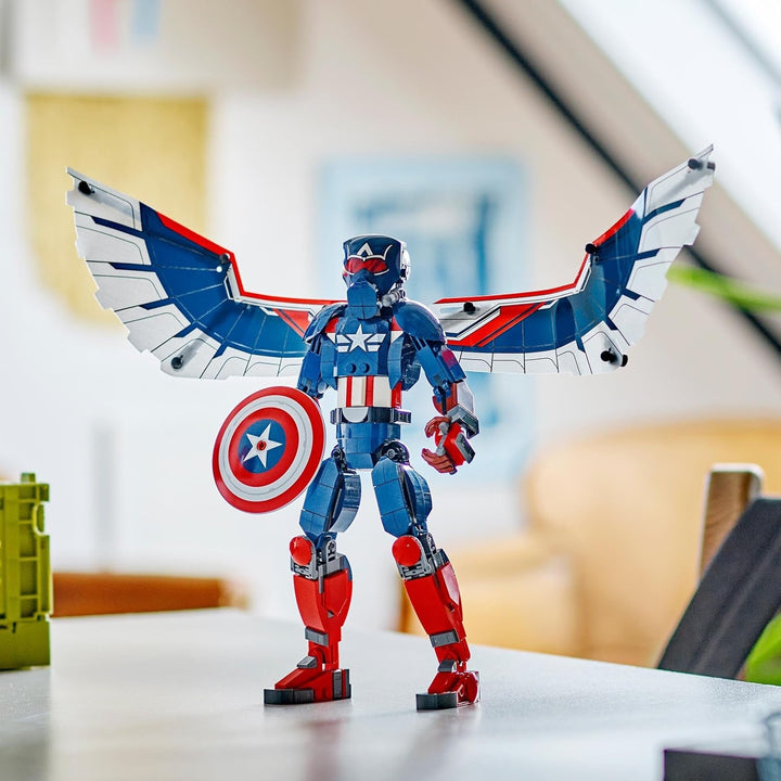 LEGO Marvel New Captain America Building Figure, jucărie cu supereroi pentru copii, model construibil și minifigurină, set de construit și jucat, cadou pentru băieți și fete de la 8 ani 76296
