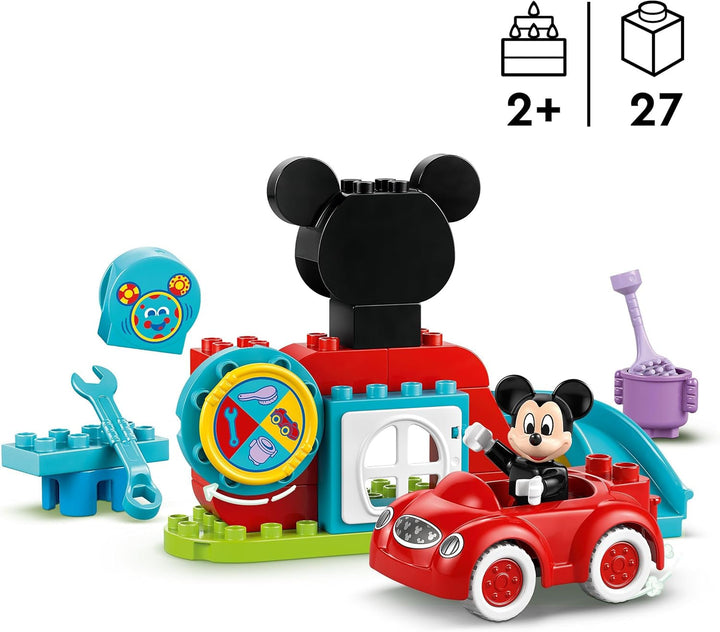 LEGO DUPLO - Disney Mickey's Clubhouse și mașină - jucărie educativă pentru preșcolari - set de construcție cu 2 minifigurine, inclusiv Mickey Mouse și Computer Toodles - idee de cadou pentru băieți și fete de la 2 ani 10454
