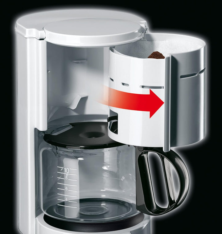 Cafetiera Braun KF 47 WH - Cafetieră cu filtru cu cană din sticlă pentru cafea clasică cu filtru, cafea aromată datorită sistemului Optibrew, oprire prin picurare, oprire automată, alb