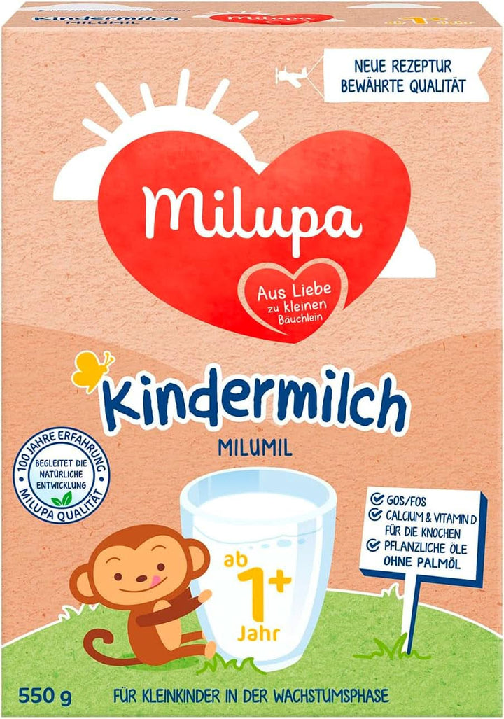 Milupa Milumil Kindermilch 1 plus – Ab 1 Jahr – Für Kleinkinder in Der Wachstumsphase – Begleitet Die Natürliche Entwicklung – 5 X 550 G Pulver