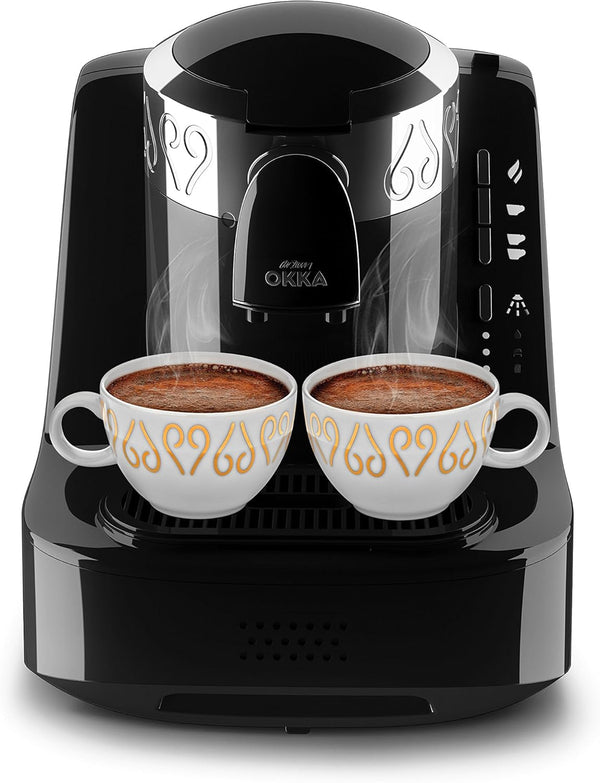 Arzum Okka Turkish Coffee Maker, compact, senzor de protecție la revărsare, ușor de curățat, performanță eficientă din punct de vedere energetic, perfect pentru iubitorii de cafea tradițională, 2 aparate de cafea, negru-argintiu