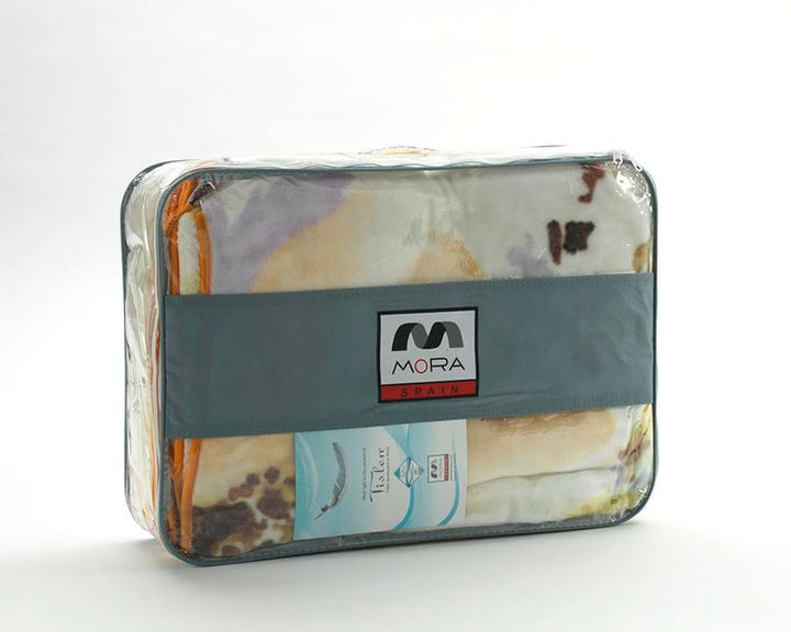 MANTAS MORA Pătură imprimată, volum mare, 100% poliester, 450 G/M², moale, pentru toamnă/iarnă, Design Harmony K60, 260 X 240 cm, pentru paturi cu 160/180 cm, albastru