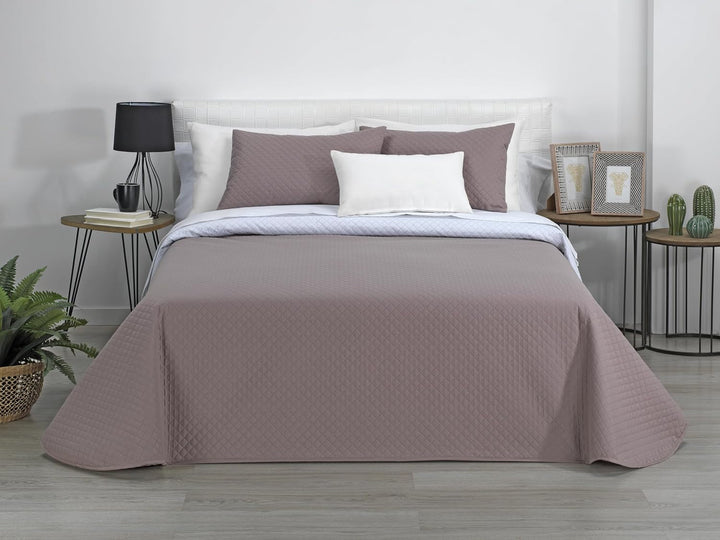 AVA | Cuvertură Reversibil Boutique | Pentru toate anotimpurile | Culoare - Alb/Taupe | Pentru pat de 120/135 cm. pat. (230 X 270 Cm. Ancho X Alto) | Cuvertură cu matlasare