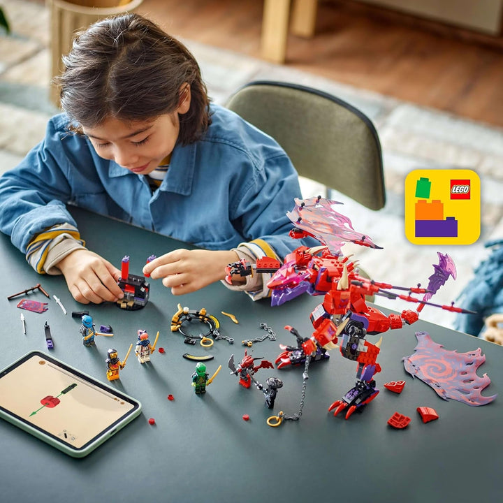 LEGO NINJAGO Chaos Dragon Thundertooth - Jucărie cu 6 minifigurine Ninja - Set de construcție pentru jocuri de rol pentru băieți și fete cu vârsta peste 8 ani - Cadouri pentru fanii serialului TV Rise of the Dragons 71832