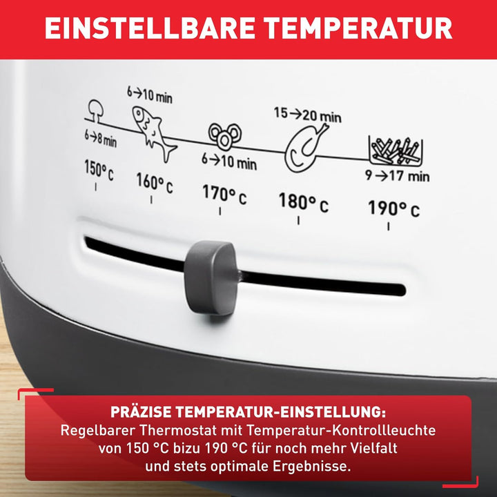 Tefal FF1631 Fritteuse Filtra One | 1.900 W | Kapazität 1,2 Kg | Clean-Oil-System | Auffangsieb FüR Frittierreste | Wärmeisoliert | Spülmaschinenfest Weiß