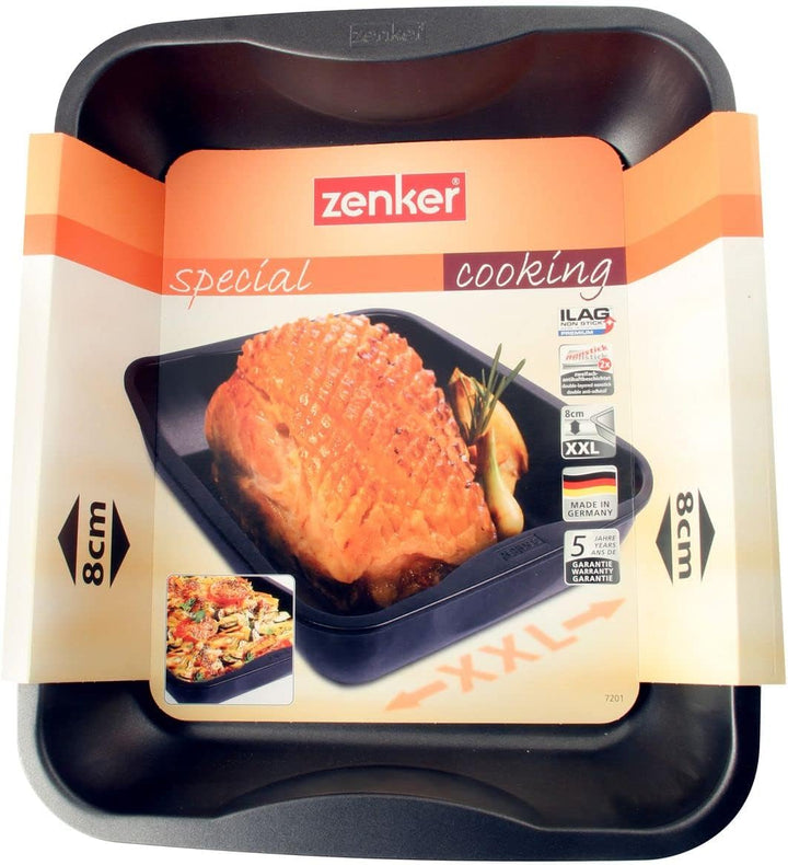 Zenker Xxl-Brat- Und Auslaufform (40 X 8 X 34 Cm) SPECIAL COOKING, Rechteckige Ofenform Mit Antihaftbebeschichtung, Backblech Für Krosse Braten & Saftige Aufläufe (Farbe: Schwarz), Menge: 1 Stück