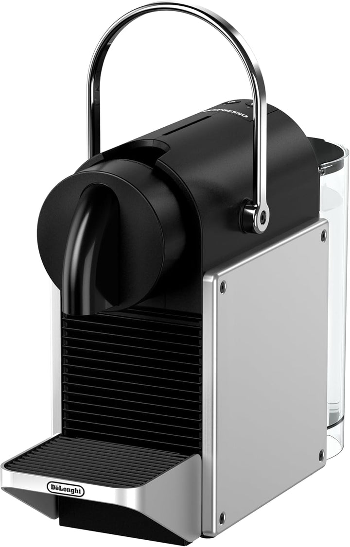 Aparat de cafea cu capsule Nespresso De'Longhi Pixie EN127.S, două butoane de selecție directă, mod eco, design compact, sistem de presiune de 19 bar, 1260W, argintiu/negru