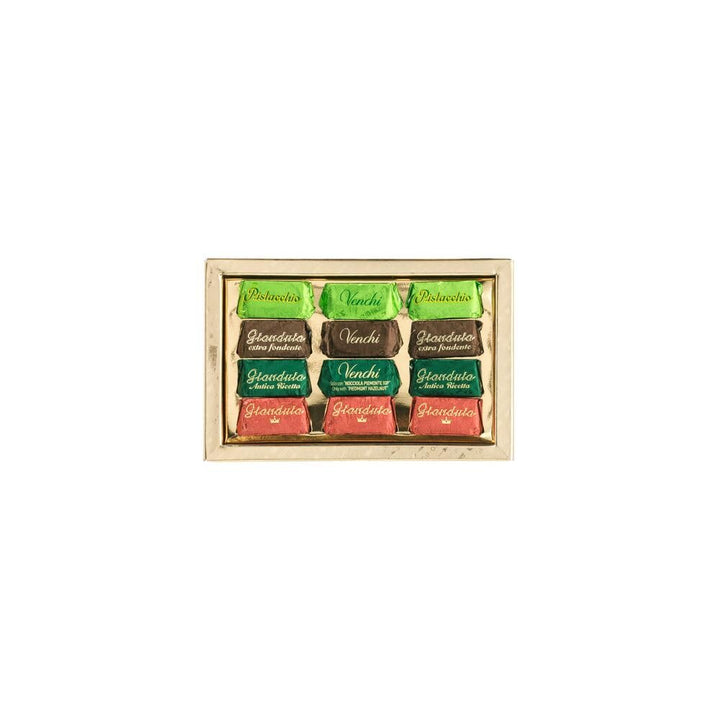 – Goldfarbene Geschenkbox Mit Verschiedenen Gianduiotti-Pralinen, 110 G – Mit Igp-Piemont Haselnuss - Glutenfrei - Geschenkidee