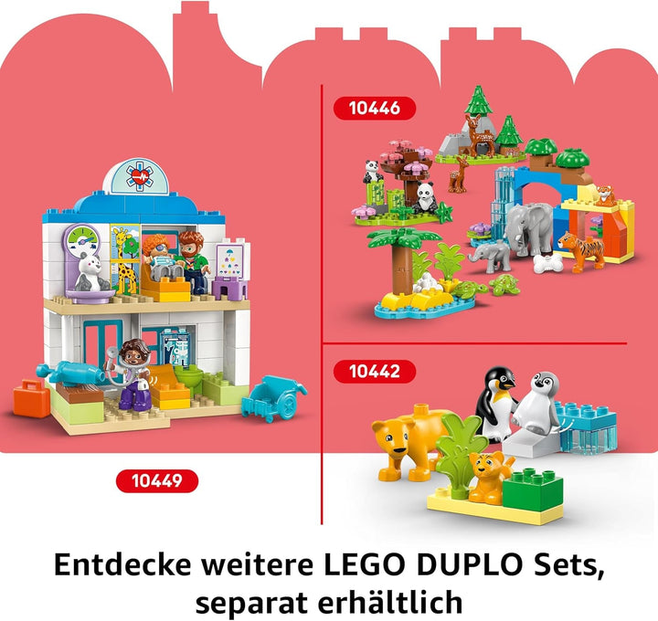 LEGO DUPLO Town F1 Team Race Cars With Racers, jucărie de construit pentru întreaga familie, experiență de joacă imaginativă, cadou de ziua de naștere pentru copii mici, băieți și fete de la 2 ani 10445