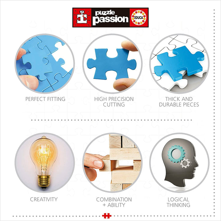 Educa - Puzzle 1000 piese pentru adulti | Minunile lumii, puzzle 1000 piese pentru adulti si copii, obiective turistice, harta lumii. Jigsaw puzzle pentru adulți de la 14 ani (19022)
