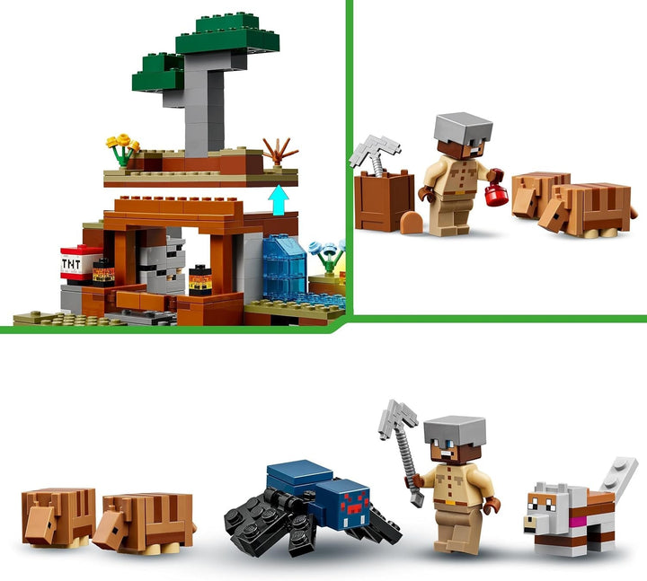 LEGO Minecraft Expediția la mina Dungeon, set cu minifigurine din jocul video, jucărie de construit cu personaje, cadou pentru băieți și fete de la 8 ani 21269