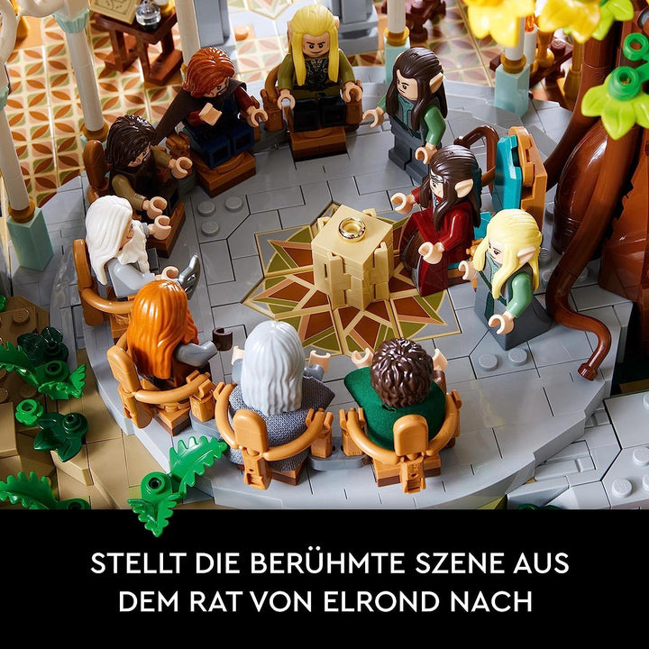 LEGO Icons The Lord Of The Rings: Rivendell - Set de colectare și afișare pentru adulți cu 15 minifigurine unice, inclusiv Gandalf, Legolas, Aragorn și Frodo, exclusiv pe Amazon - 10316