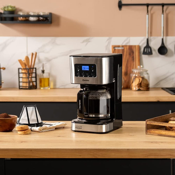 Cafetieră cu picurare programabilă Cecotec Coffee 66 Smart Plus. 980W, capacitate 12 cești, tehnologie extemaroma, funcție de autocurățare, design din oțel inoxidabil, ecran Lcd, capacitate 1,5L