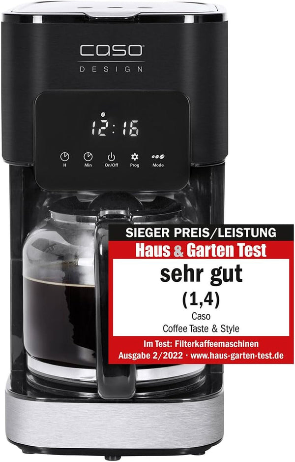 Cafetiera CASO Coffee Taste and Style Cu filtru permanent, 1,5 L, Temperatură optimă de preparare 92-96 °C, Stop picurare, Cap de preparare optimizat, Oțel inoxidabil, 12 cești