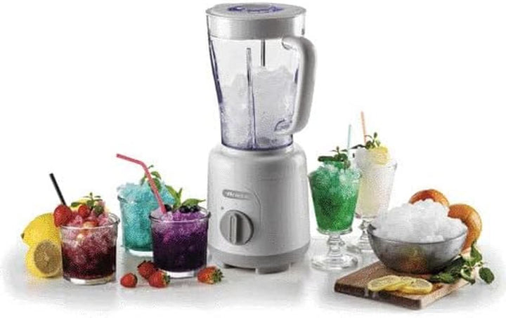 Ariete Breakfast 586 Blender, Elektrischer Mixer Mit 4 Edelstahlklingen, 2 Geschwindigkeiten + Pulse-Funktion, Anti-Rutsch-Füße, Aufsatzdeckel, 1,5 L Fassungsvermögen, 500W, Weiß