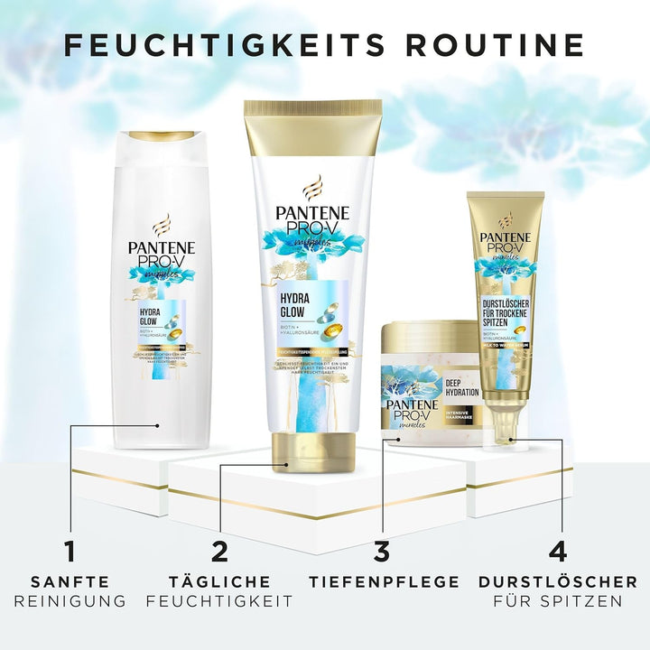 Pantene Pro-V Hydra Glow Feuchtigkeitsspendendes Shampoo Mit Biotin 250Ml. Pro-V Miracles Shampoo Für Trockenes, Geschädigtes Haar, Mit Hyaluronsäure, Spendet Feuchtigkeit, Mit Vitamin B5