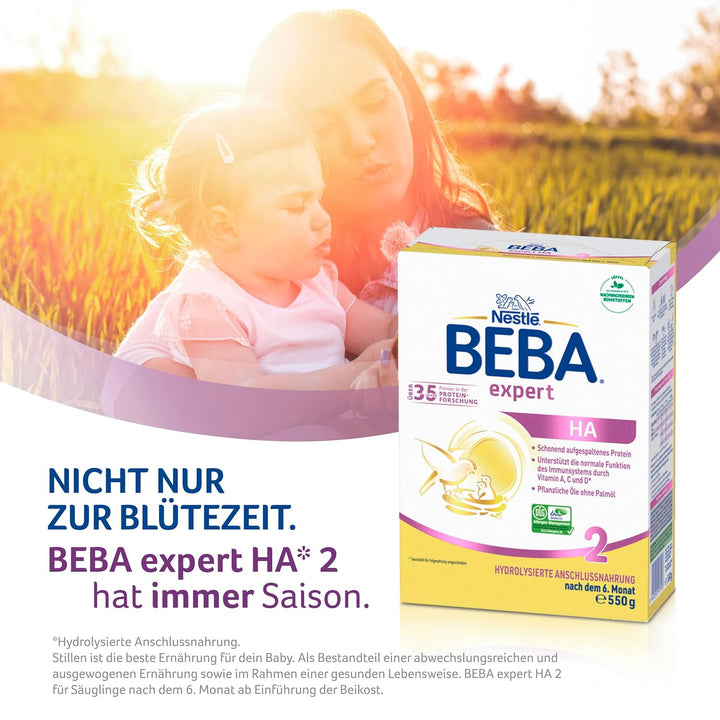 BEBA Expert HA 2 Folgemilch Nach Dem 6. Monat, Babynahrung Mit Hydrolysiertem Protein, Nur Laktose, Ohne Palmöl, 6Er Pack (6 X 550G)